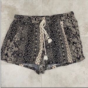 Black and Cream Women's Shorts